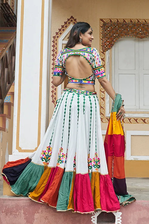 Shubhkala Garba Special White & Green Navratri Chaniya Choli Collection